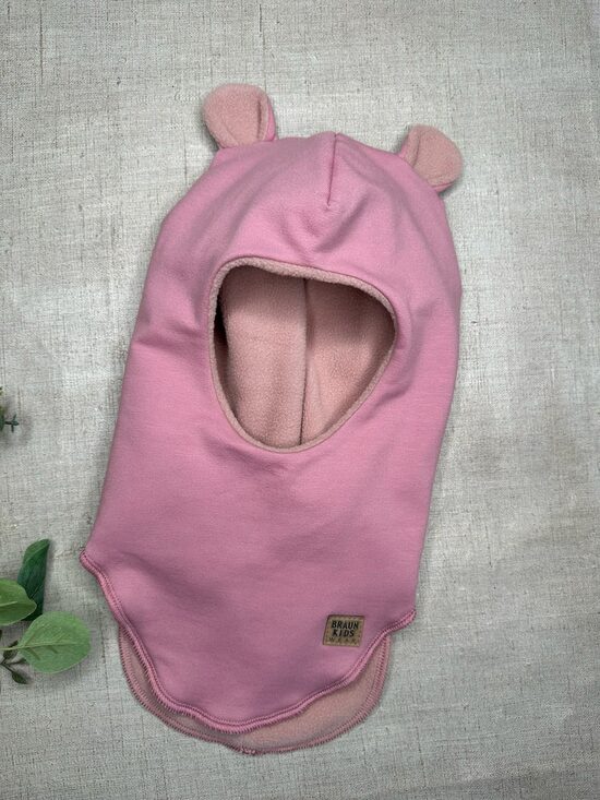 Ziemas ķivercepure ar lāča austiņām - Veci rozā ar veci rozā flīsa oderi